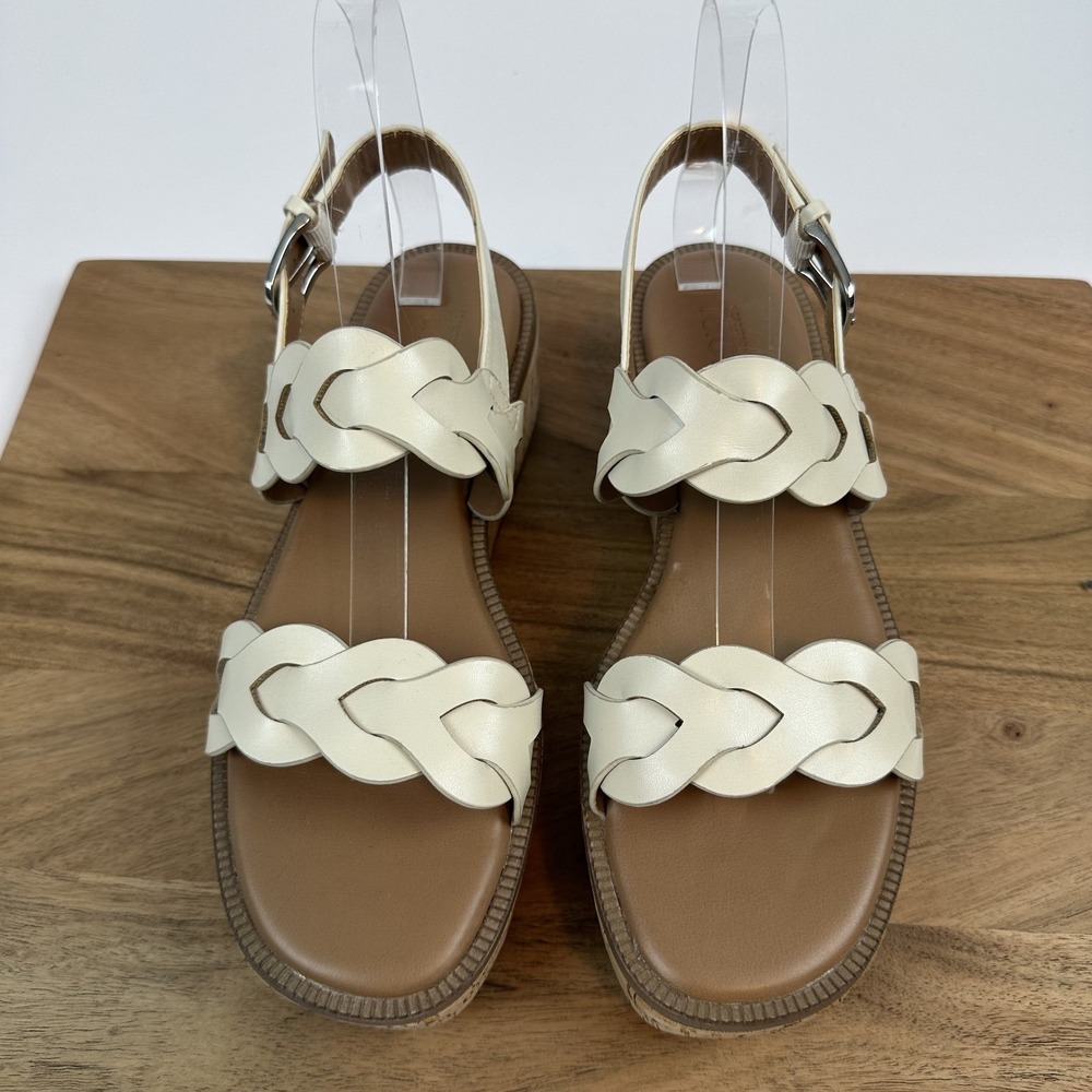 New Womens Nordstrom Rack Pennie Taupe Faux Leather Platform Sandals Size 7.5 M
